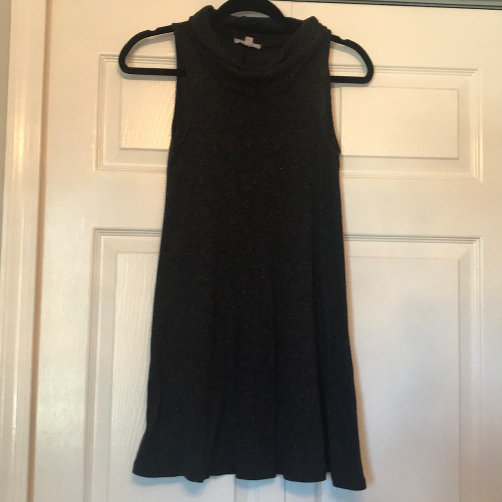 Rolla Coster Gray Ribbed Cowl Neck Tunic Sleeveless Dress